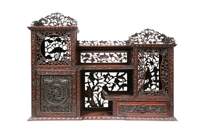 Lot 430 - A CHINESE HARDWOOD DISPLAY CABINET