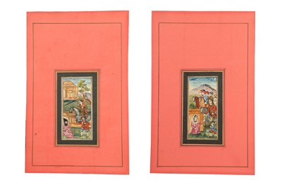 Lot 160 - TWO MINIATURE MANUSCRIPT ILLUSTRATIONS FROM A DISPERSED KHOSROW O SHIRIN OF NIZAMI GANJAVI