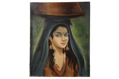 Lot 179 - A VILLAGE LADY CARRYING A BASKET OVER HER HEAD