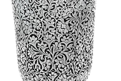 Lot 145 - A late 19th century Anglo – Indian unmarked silver goblet, Kashmir circa 1890