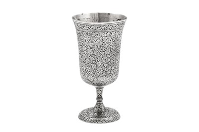 Lot 145 - A late 19th century Anglo – Indian unmarked silver goblet, Kashmir circa 1890