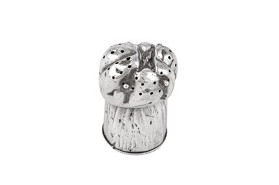 Lot 98 - A Victorian sterling silver novelty pepper pot, London 1879 by Henry Wilkinson and Co
