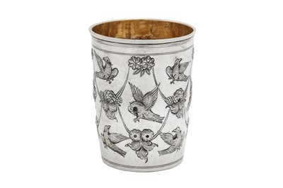 Lot 390 - An Alexander I early 19th century Russian 84 zolotnik beaker, Moscow circa 1805 by E.Д (Unidentified, Postnikova 2435)