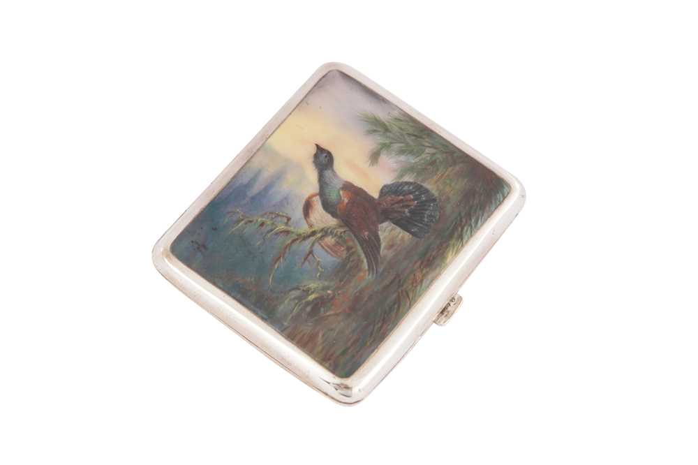 Lot 116 - An early 20th century Austrian 800 standard silver and enamel cigarette case, Vienna circa 1910 by Kurzer & Wolf (active 1904-24)
