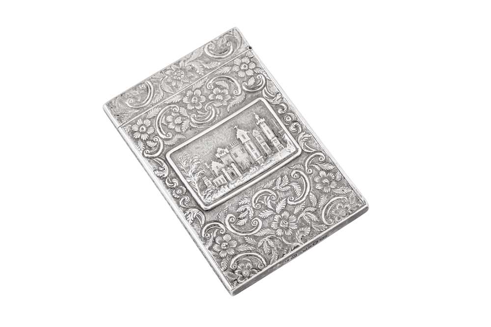 Lot 47 - A William IV sterling silver ‘castle top’ card case, Birmingham 1835 by Taylor and Perry