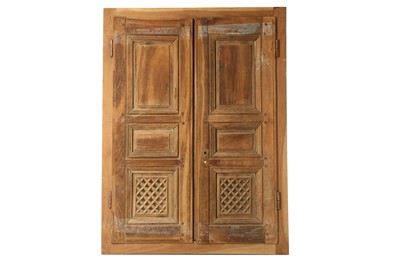 Lot 193 - A PAIR OF WOODEN WINDOW SHUTTERS