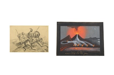 Lot 735 - AN EARLY 19TH CENTURY ALBUM OF DRAWINGS, WATERCOLOURS, AND ENGRAVINGS, MOSTLY TOPOGRAPHICAL SUBJECTS