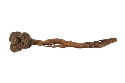 Lot 166 - A CHINESE CHENGXIANGMU 'LINGZHI' SCEPTRE.