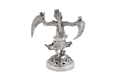 Lot 183 - A set of four mid-20th century Burmese unmarked silver menu holders, Rangoon circa 1950