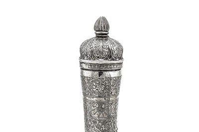 Lot 160 - A mid-19th century Anglo – Indian silver water bottle (surahi), Lucknow circa 1860