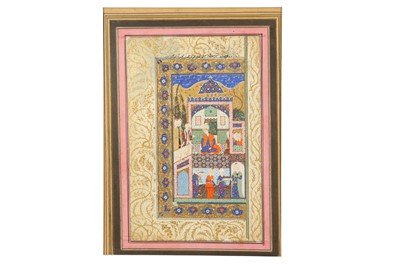 Lot 330 - AN ILLUSTRATED MANUSCRIPT FOLIO: THE COURT OF SULTAN SELIM