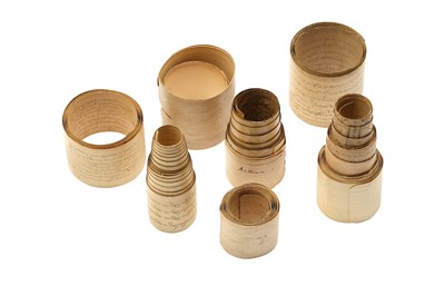 Lot 347 - SEVEN TALISMANIC BURMESE PALM LEAF SCROLLS