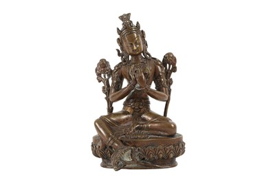Lot 184 - A TIBETAN BRONZE FIGURE OF TARA.