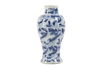 Lot 9 - A CHINESE BLUE AND WHITE BALUSTER 'LANDSCAPE' VASE.