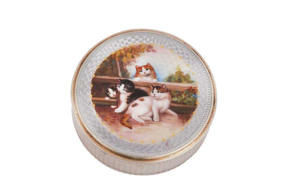 Lot 105 - An early 20th century Swiss 935 standard silver gilt and guilloche enamel box, Geneva circa 1920