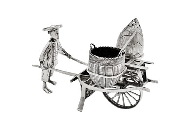 Lot 240 - A late 19th / early 20th century Chinese Export silver novelty cruet, Shanghai circa 1900, retailed by Tuck Chang