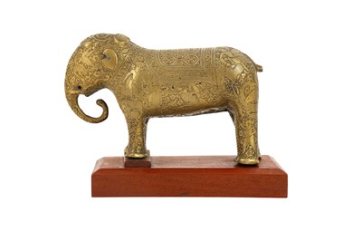 Lot 528 - A ZAND-STYLE BRASS ELEPHANT SCULPTURE