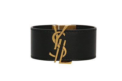 Lot 335 - Saint Laurent Black Monogram Logo Cuff - Size M