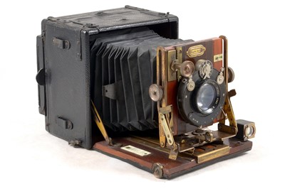 Lot 4 - Sanderson 'Regular' Quarter Plate Wood & Brass Camera.