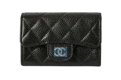 Lot 489 - Chanel Black Caviar CC Flap Card Holder