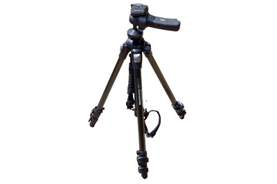 Lot 346 - A Manfrotto 190MF3 Magfiber Carbon Fibre Tripod & 322 RC2 Pistol Grip Head.