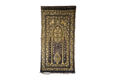 Lot 448 - A FINE METAL THREAD EMBROIDERED INDIAN WALL HANGING
