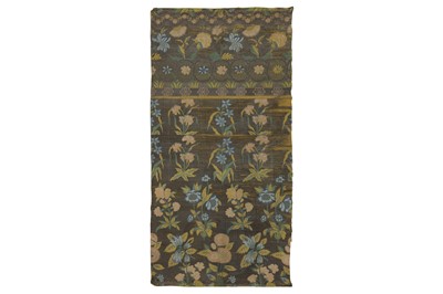 Lot 504 - A PANEL OF BROCADED SILK WITH FLOWERS