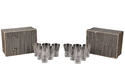 Lot 554 - A SET OF TWELVE DAUM ETCHED GLASS TUMBLERS