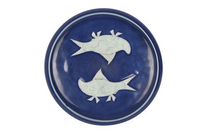 Lot 126 - A CHINESE POWDER-BLUE 'TWIN FISH' WASHER.