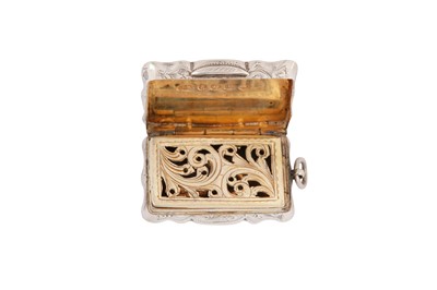 Lot 16 - A Victorian sterling silver and granite vinaigrette, Birmingham 1875 by Hilliard and Thompson