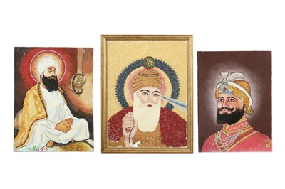 Lot 409 - THREE PORTRAITS OF SIKH GURUS