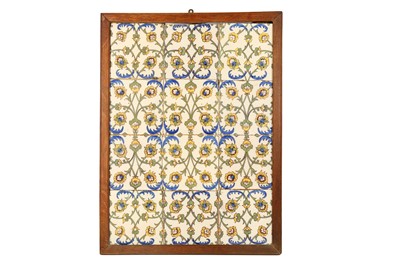 Lot 515 - A PANEL OF TWELVE WILLIAM MORRIS & CO. YELLOW PERSIAN DIAPER POTTERY TILES