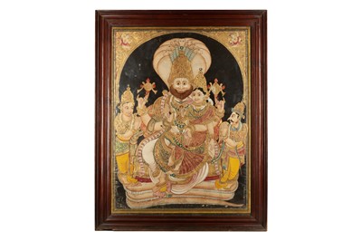 Lot 406 - THE FOURTH AVATARA OF VISHNU, NARASIMHA, AND HIS CONSORT, LAKSHMI, THE GODDESS OF WEALTH