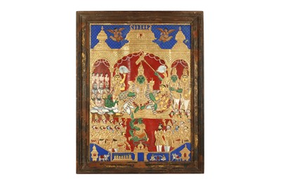 Lot 403 - AN ENTHRONEMENT SCENE WITH LORD RAMA AND HIS CONSORT SITA