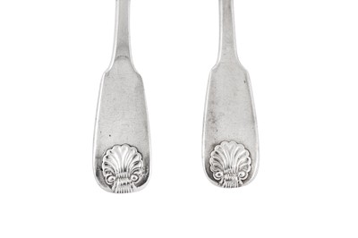 Lot 128 - A pair of mid-19th century Indian Colonial silver tablespoons, Calcutta circa 1840 by Pittar and Co (active 1825-48)