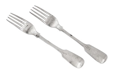 Lot 129 - A pair of mid-19th century Indian Colonial silver table forks, Calcutta circa 1840 by Pittar and Co (active 1825-48)