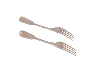 Lot 129 - A pair of mid-19th century Indian Colonial silver table forks, Calcutta circa 1840 by Pittar and Co (active 1825-48)