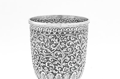 Lot 165 - A late 19th century Anglo – Indian unmarked silver goblet, Cutch circa 1880