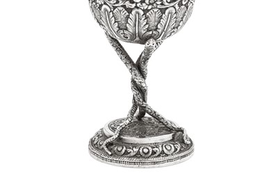 Lot 165 - A late 19th century Anglo – Indian unmarked silver goblet, Cutch circa 1880