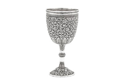 Lot 164 - A late 19th century Anglo – Indian unmarked silver goblet, Cutch circa 1890