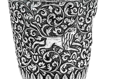 Lot 166 - A late 19th century Anglo – Indian unmarked silver goblet, Cutch circa 1890