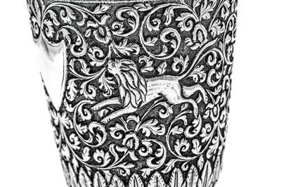 Lot 166 - A late 19th century Anglo – Indian unmarked silver goblet, Cutch circa 1890
