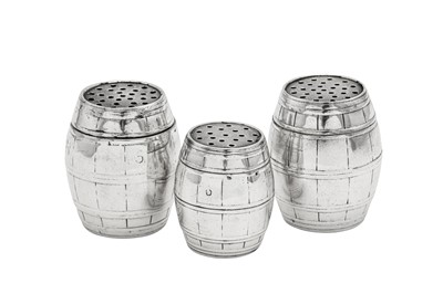 Lot 132 - A late 19th century Indian Colonial silver novelty condiment set, Calcutta circa 1880 by Hamilton and Co