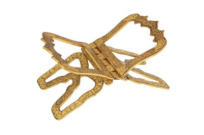 Lot 326 - A GOLD KOFTGARI QUR'AN STAND