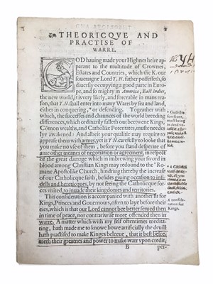 Lot 659 - Mendoza (Bernardino de): Theorique and practise of warre.