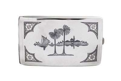 Lot 352 - An early 20th century Iraqi silver and niello cigarette case, circa 1930 signed Majeed