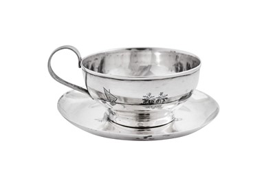 Lot 339 - A mid-20th century Iraqi silver and niello cup and saucer, probably Basra circa 1960