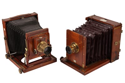 Lot 40 - A Pair of Half Plate Mahogany Field Cameras