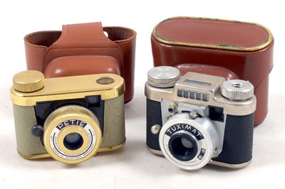 Lot 292 - Gold Coloured Petie & a Tuximat Sub-Miniature Camera.
