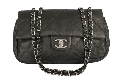 Lot 84 - Chanel Metallic Grey Wild Stitch Flap Bag